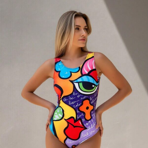 2026 New Sexy One-Piece Fitness Swimsuit With Tropical Print Color For Beach Vacation Swimming Women