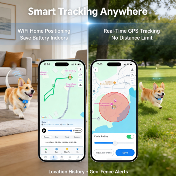 Dog GPS Tracker Real Time, Anti-Lost Pet Tracker With Geofence, Flash Light And Sound Alarm, Unlimited Distance Tracking, Fits Most Pet Collars, Subscription Required