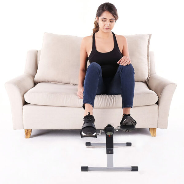 1Pc Foldable Exercise Bike Pedal Fitness Exerciser Cycle Bike  LCD Display Mini Pedal Exerciser For Leg Arm Physical Therapy Home Office Gym