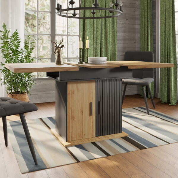 Telescopic Dining Table 110-140x80cm , Foldable Kitchen Table For 4 -6 People, Extendable Dining Table, Space-saving Kitchen Table, For Kitchen And Living Room, Retro-style Dining Table