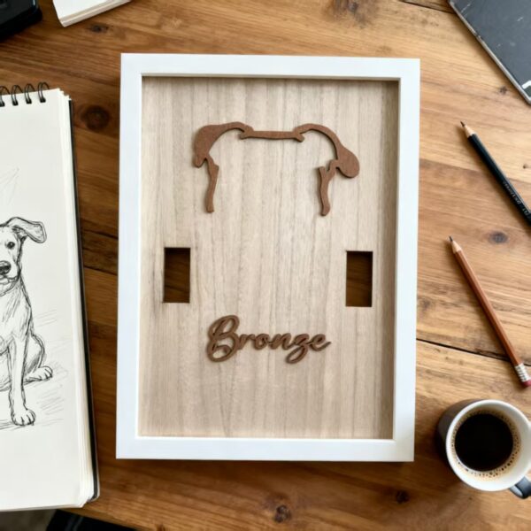 Custom Dog Memorial Collar Frame, Personalized Wooden Dog Silhouette Picture Frame, Pet Loss Keepsake Frame Holds Dog Collar For Pet Memorial Gift