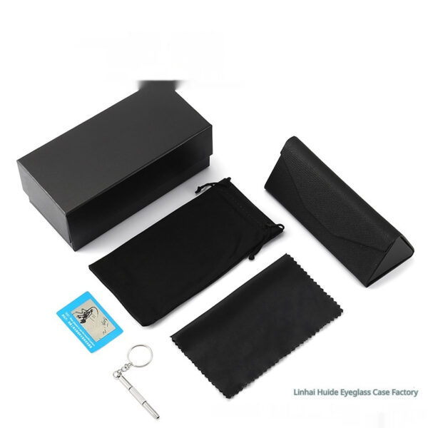 Small Cowhide Folding Eyeglass Case Set