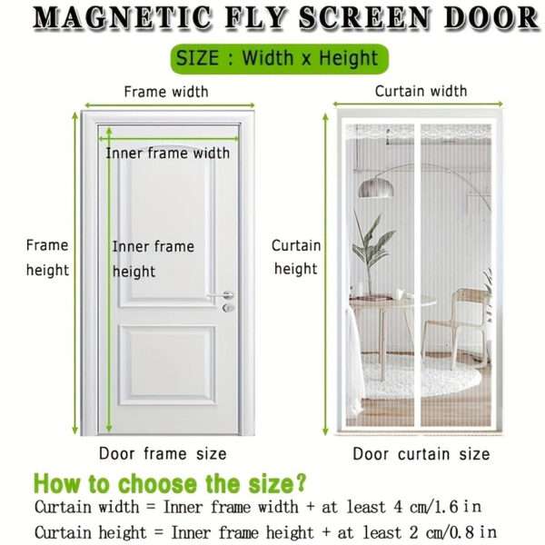 Summer Magnetic Screen Door - White Striped, Easy To Install, Strong Magnet, Automatically Closes Mosquito Net Curtain, Pet Tested, Suitable For Bedroom, Kitchen, Living Room, Dining Room And Balcony,