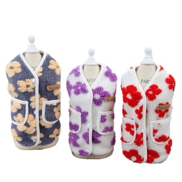 Cat Pet Clothing Winter Five-Petal Flower Velvet Coat