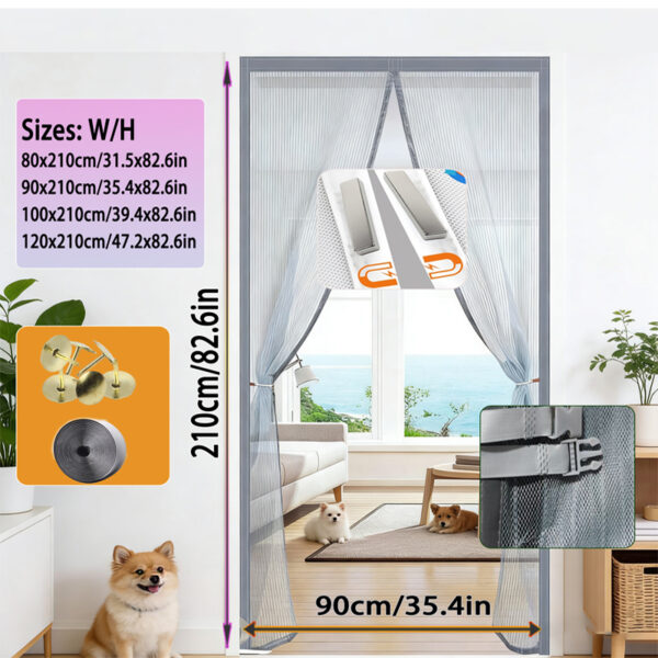 Magnetic Mosquito-proof Screen Door, Breathable And Insect-resistant, Easy To Install Without Drilling, Magnetic And Quiet, Suitable For Kitchen Doors, Bedroom Doors, Balcony Doors, And Living Room Do