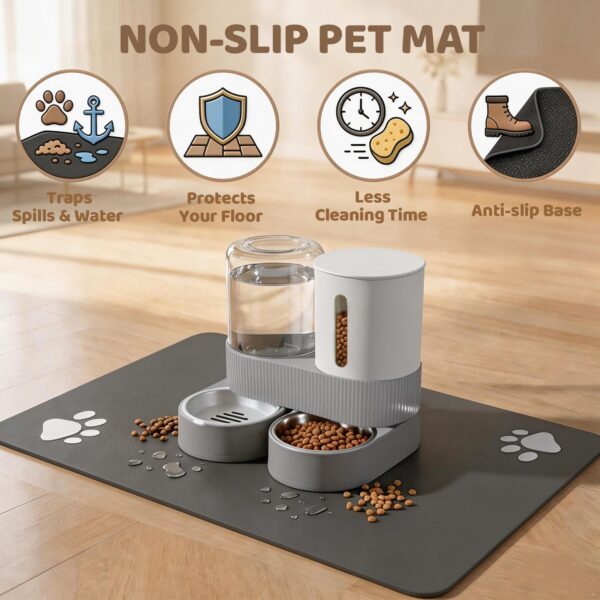 Gravity Cat Feeder 2 Pack Automatic Food Feeder And Water Dispenser Set Detachable Pet Bowl With Silicone Mat For Cats Small Medium Dogs, Large Capacity
