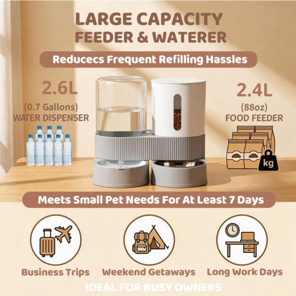 Gravity Cat Feeder 2 Pack Automatic Food Feeder And Water Dispenser Set Detachable Pet Bowl With Silicone Mat For Cats Small Medium Dogs, Large Capacity