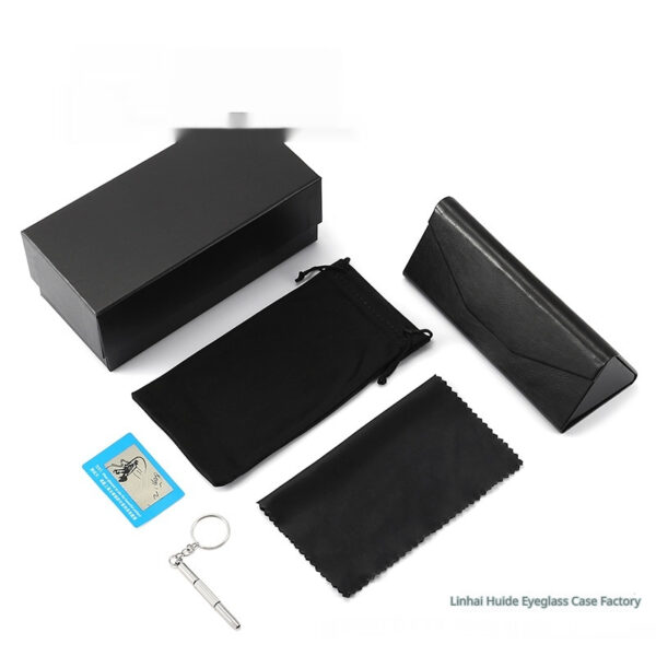 Small Cowhide Folding Eyeglass Case Set