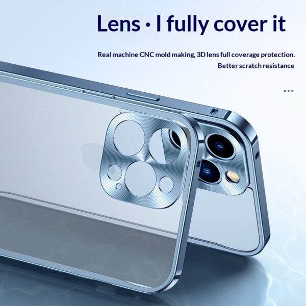 Magnetic Metal-frame Lens Case With Frosted Transparent Design And Seahorse Clasp For Phones