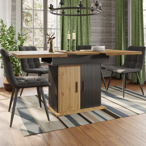 Telescopic Dining Table 110-140x80cm , Foldable Kitchen Table For 4 -6 People, Extendable Dining Table, Space-saving Kitchen Table, For Kitchen And Living Room, Retro-style Dining Table