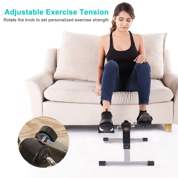 1Pc Foldable Exercise Bike Pedal Fitness Exerciser Cycle Bike  LCD Display Mini Pedal Exerciser For Leg Arm Physical Therapy Home Office Gym