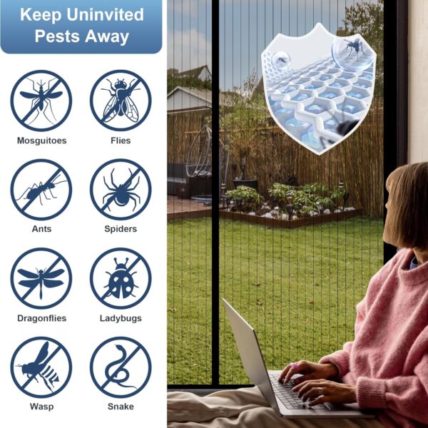 Magnetic Screen Door Curtain - Manual Or Automatic Close, Black Stripe Design, Mosquito-proof Summer Breathable Partition, Suitable For Living Room, Bedroom, Garage, Kitchen - No Drilling Needed, Idea